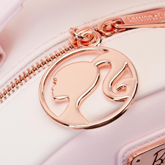 Barbie Loungefly Rose Gold Logo Pink  Convertible Backpack - Picture 8 of 10